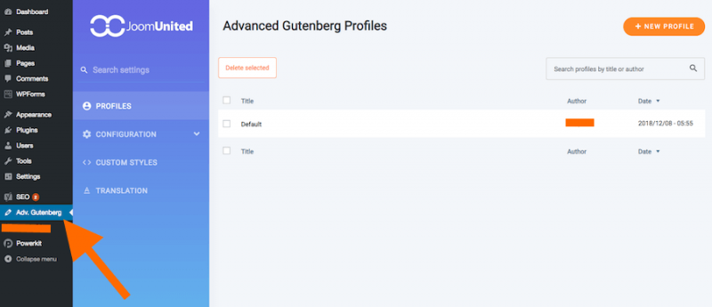 Advanced Gutenberg Plugin Options