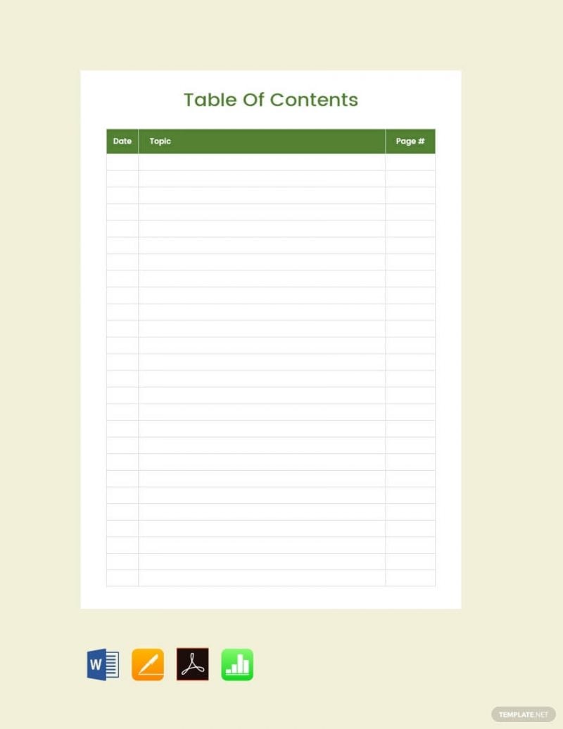 Blank Table Of Contents Template Pdf - The Best Template Example