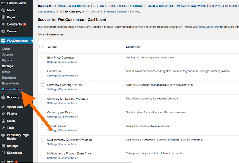 Booster for WooCommerce Settings Booster for WooCommerce Settings