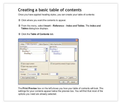 Creating A Table Of Content Quickly In Word