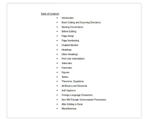 Doc Table Of Content Template