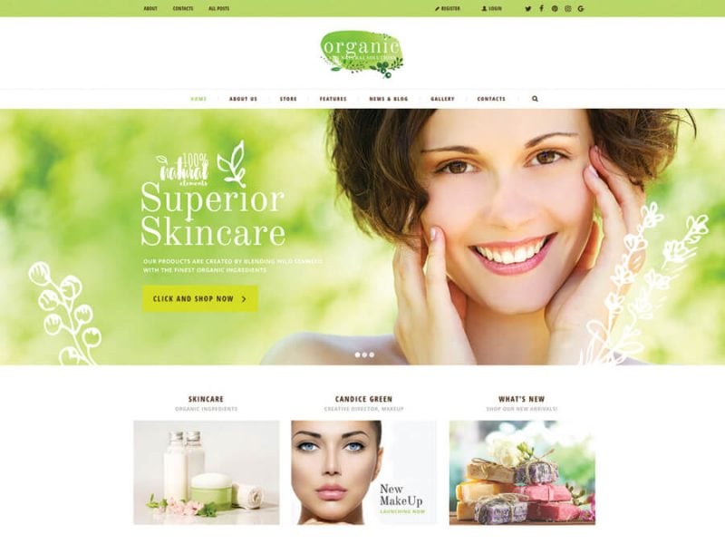 Organic Beauty Store & Natural Cosmetics WordPress Theme