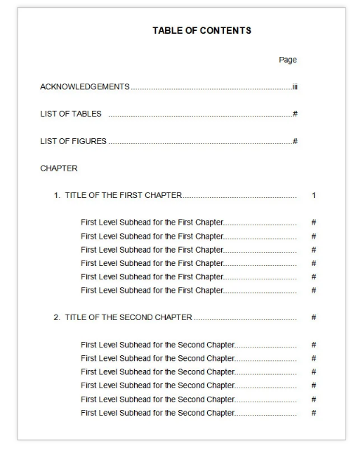 Simple Table of Contents Template