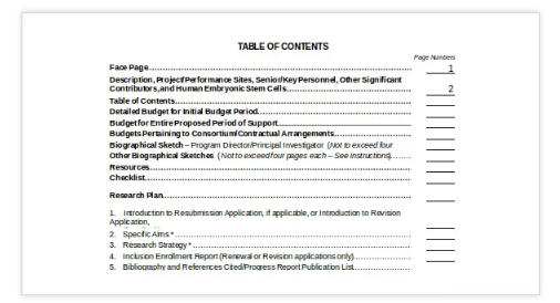 Table Of Content