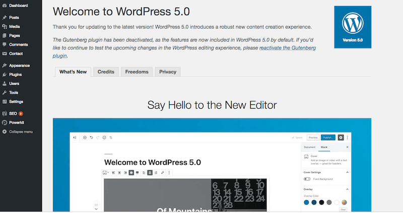 Updated to WordPress 5.0