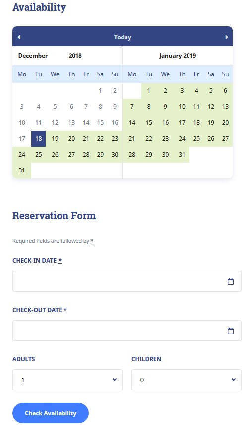 accommodation calendar