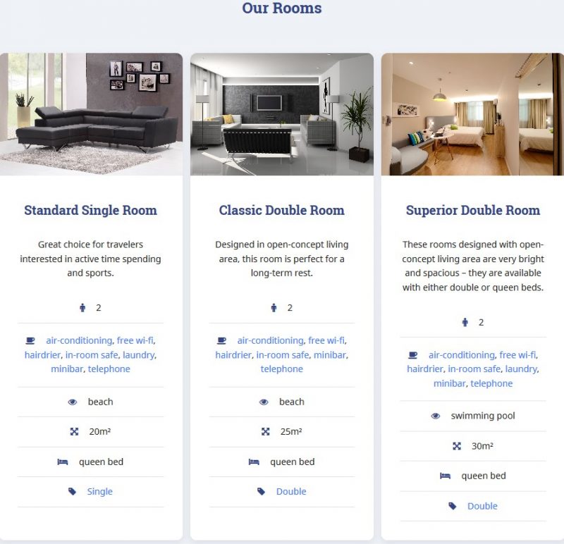 accommodation types frontend example