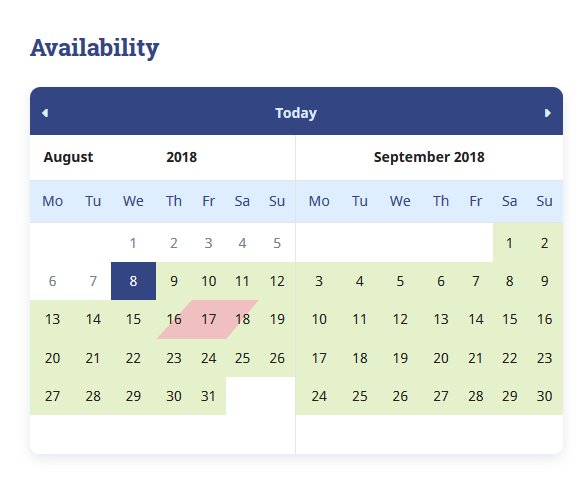 availability calendar