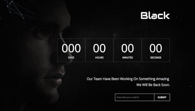 Black HTML5 Coming-soon Web Template