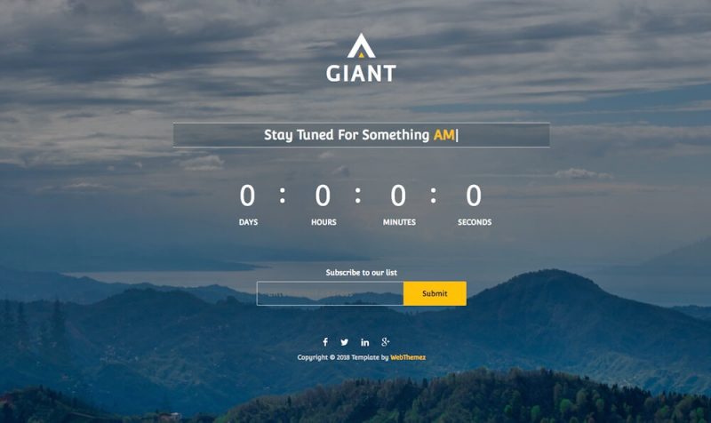 Giant Free Coming Soon HTML Website Template