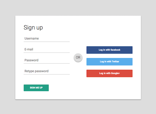 Material design sign up form