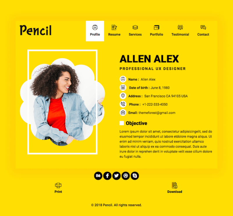 Pencil Personal Website Template