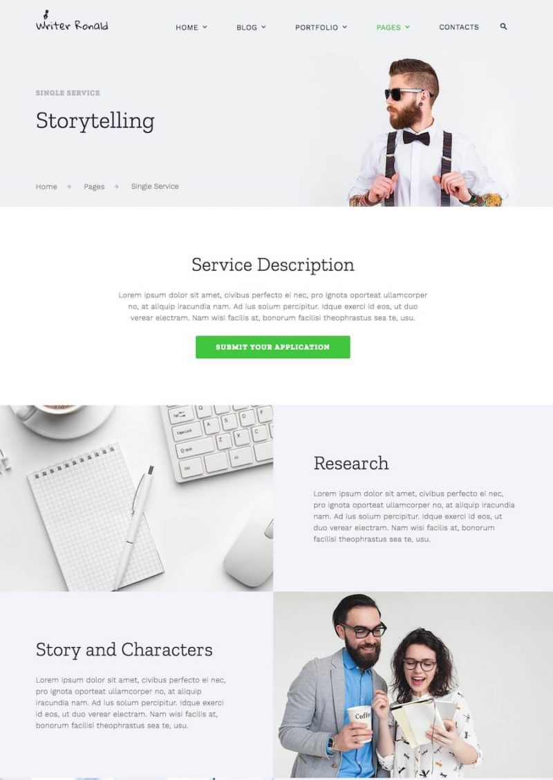 Writer Ronald Personal Website Template