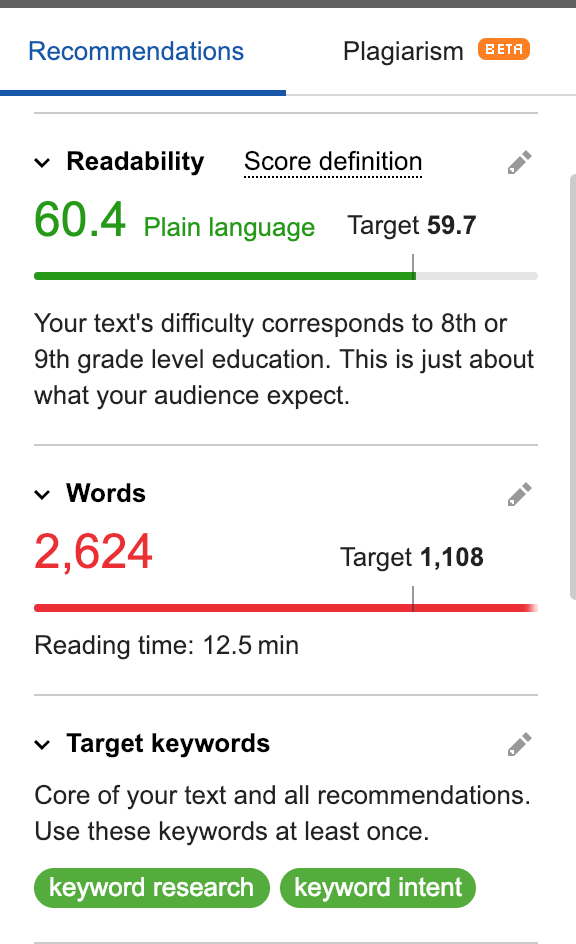 SEMRush Writing Assistant