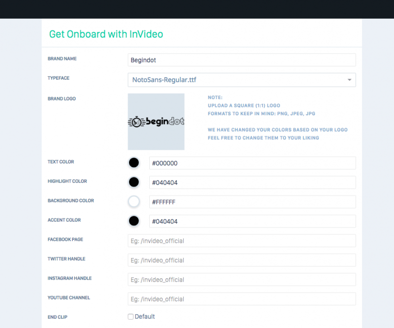 InVideo Dashboard