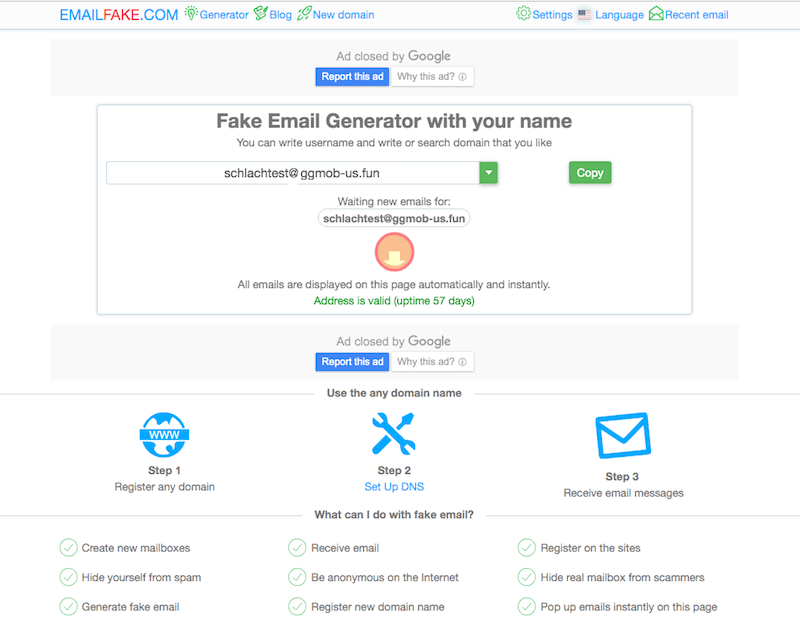 Fake Email Generator 