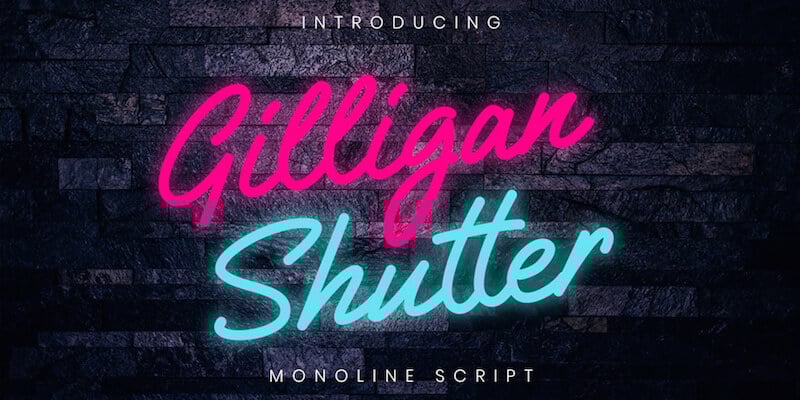 Gilligan Shutter Monoline Script Font Gilligan Shutter Monoline