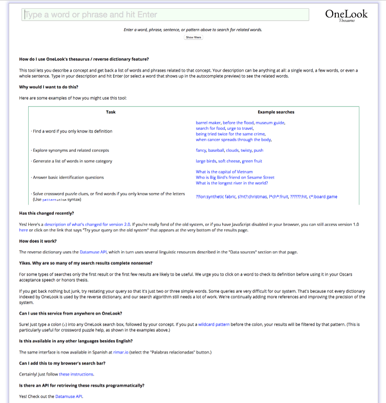 OneLook Thesaurus OneLook Thesaurus