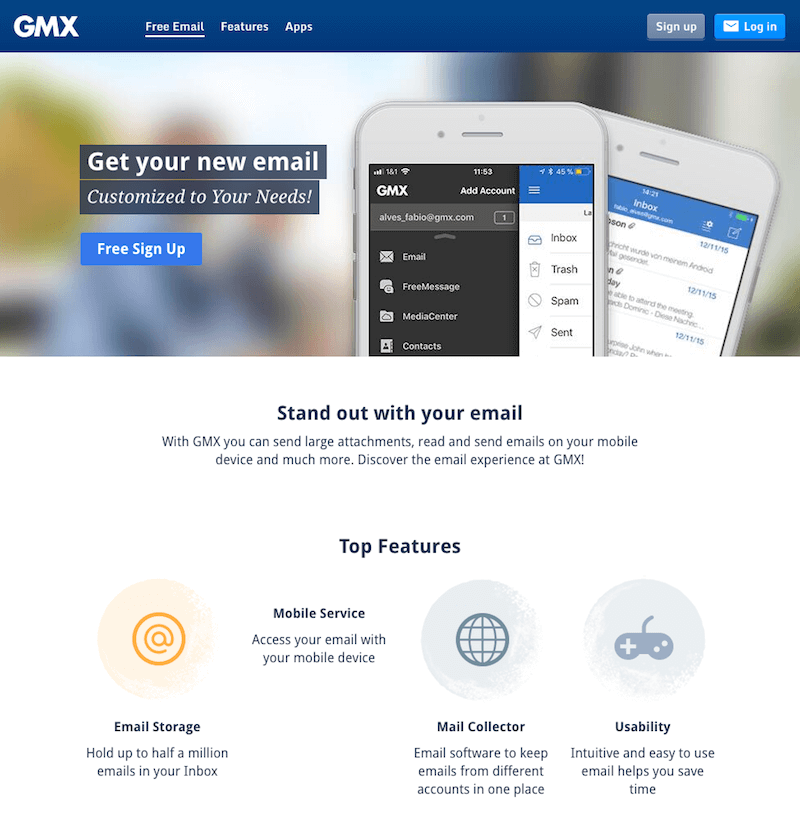 Unique email address @GMX.com Free feature packed GMX Email Generator