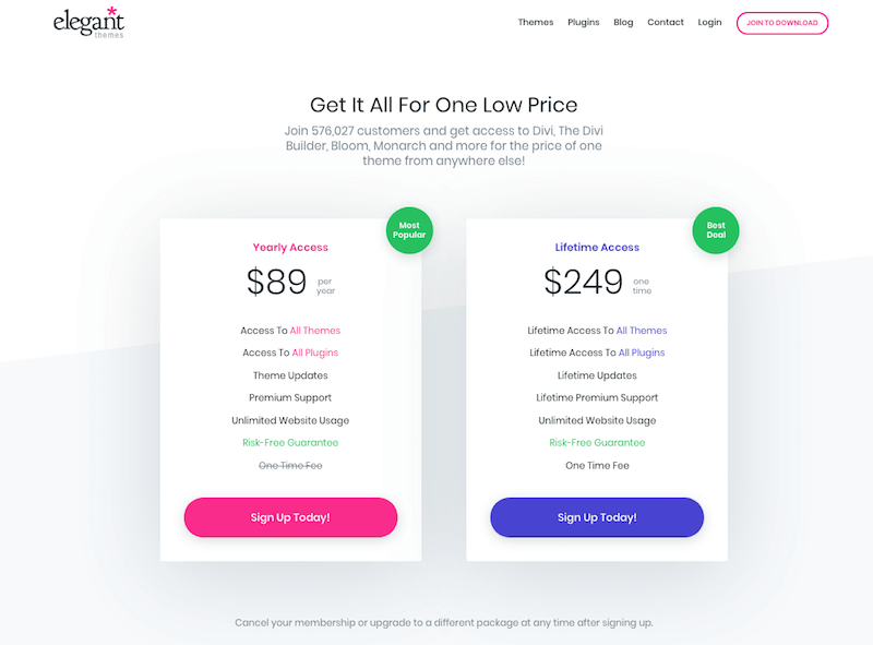 ElegantThemes Pricing