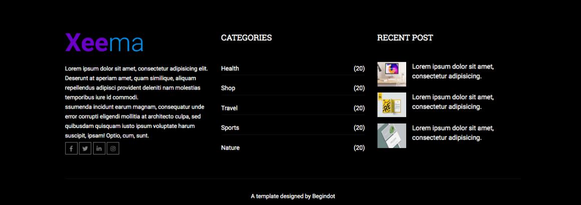 Xeema Template Footer