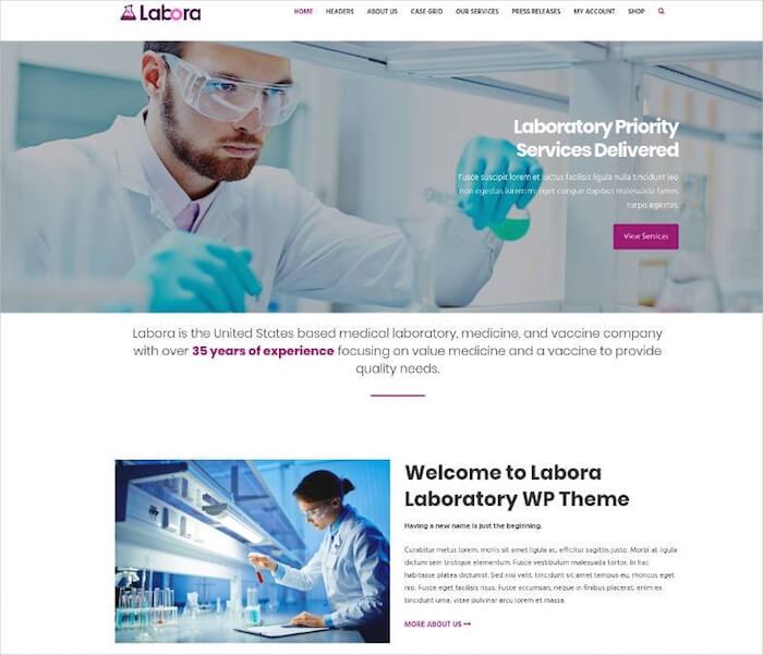 Business Laboratory Pharmaceutical WordPress Theme 788x677 Labora