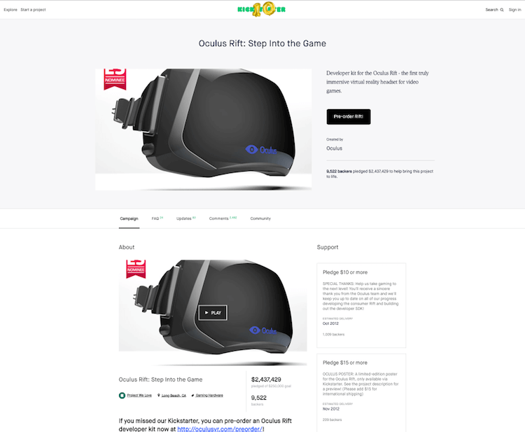 Oculus VR Crowdfunding