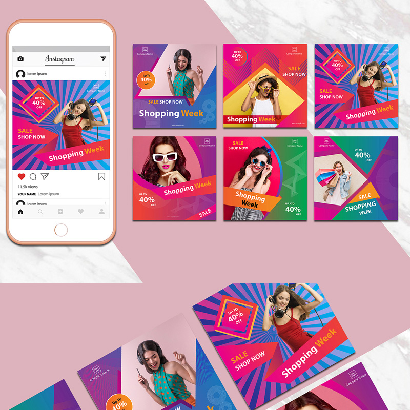 Colorful Instagram Banner Pack Social Media