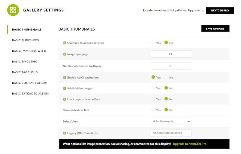 NextGEN Plugin Settings