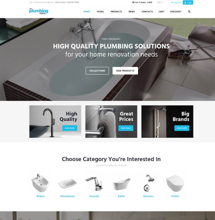 Sanitair en bouwonderdelen WordPress-thema