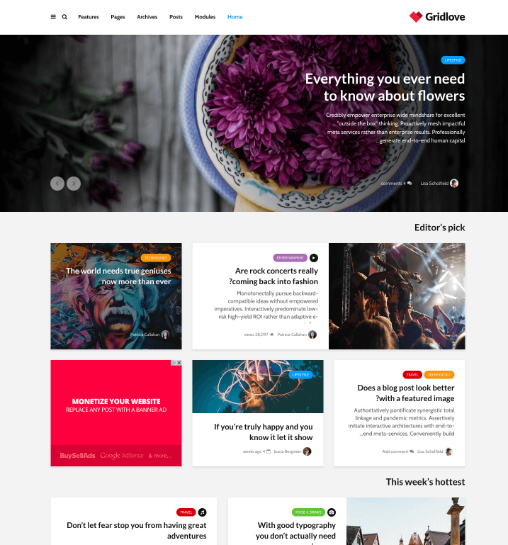 Gridlove WordPress Theme