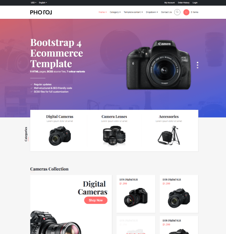 Modelo de e-commerce de fotos