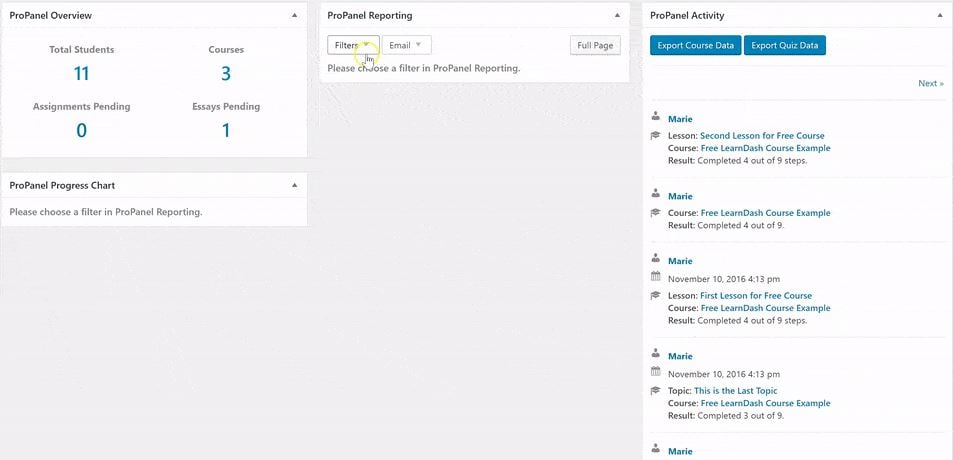 LearnDash ProPanel Overview
