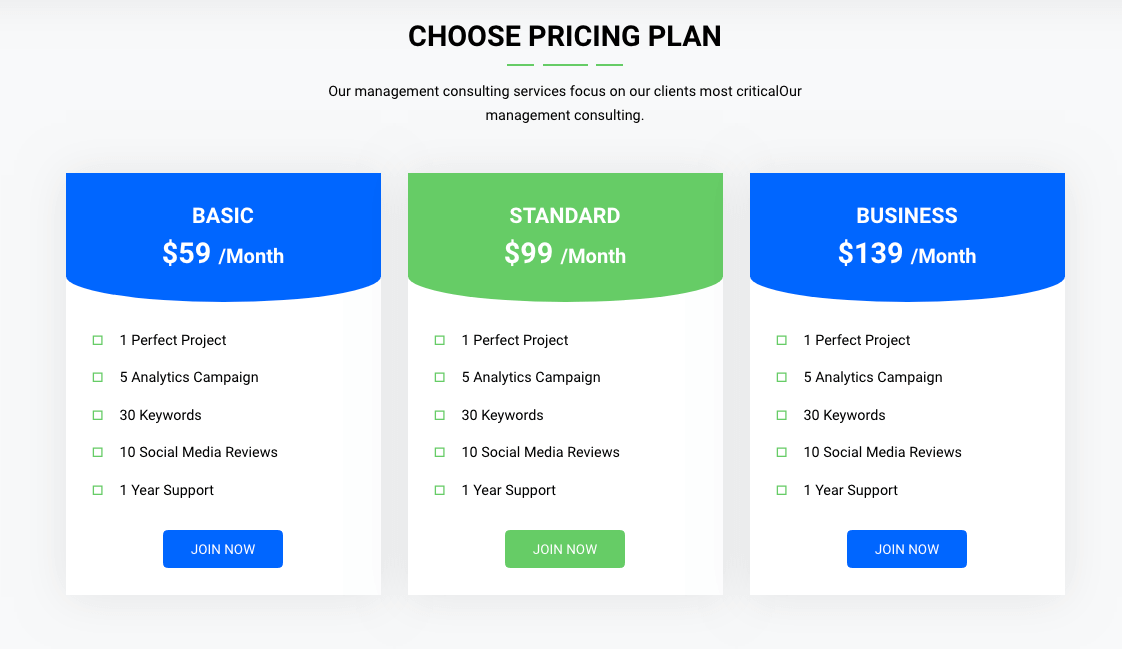 Pricing Table