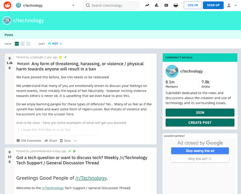 Technology Subreddit Technology
