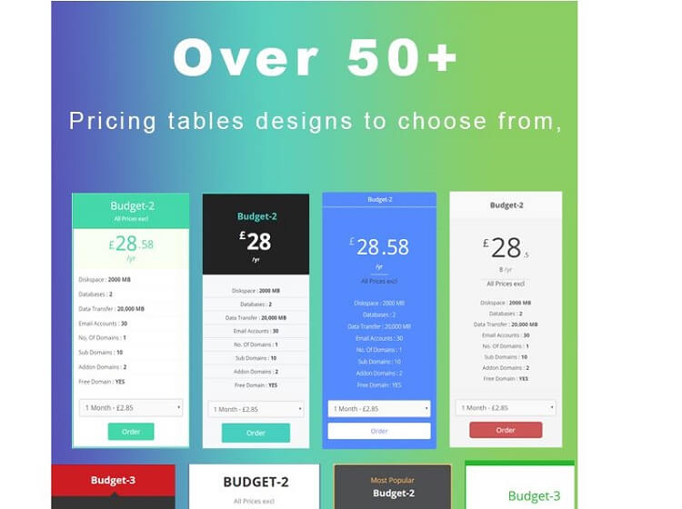 1 8 WordPress Pricing Tables