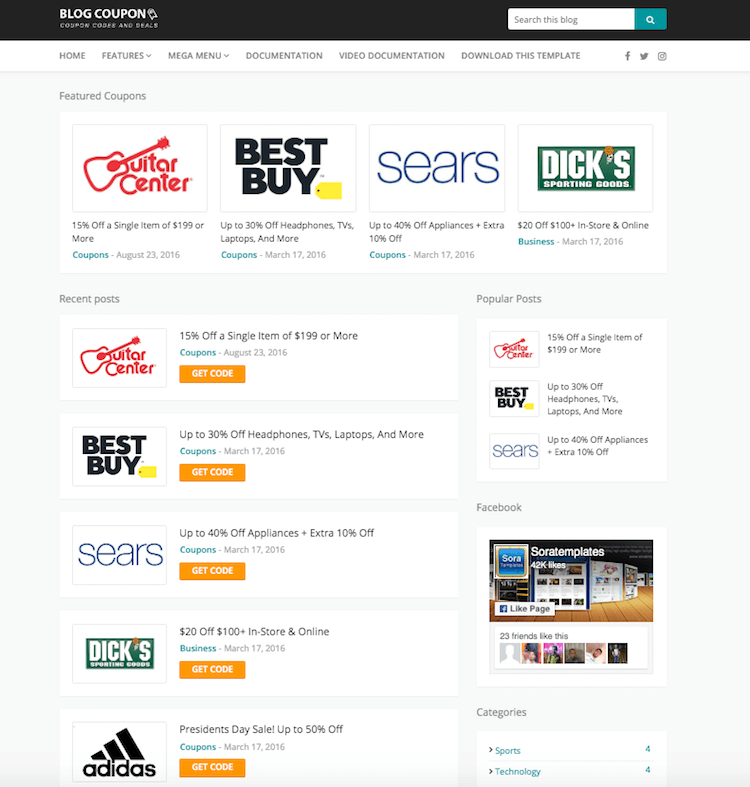 Blog Coupon Blogger Template