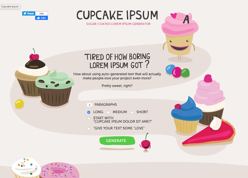 Cupcake Ipsum Generator