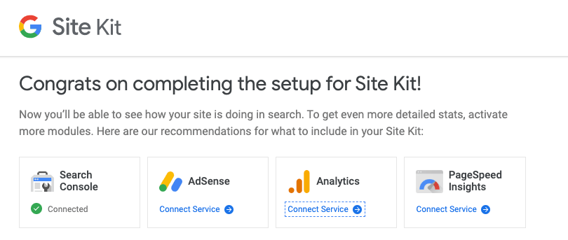 Link Google Site Kit