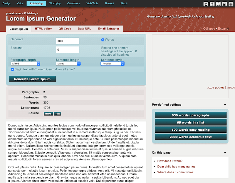 Procato Lorem Ipsum Generator