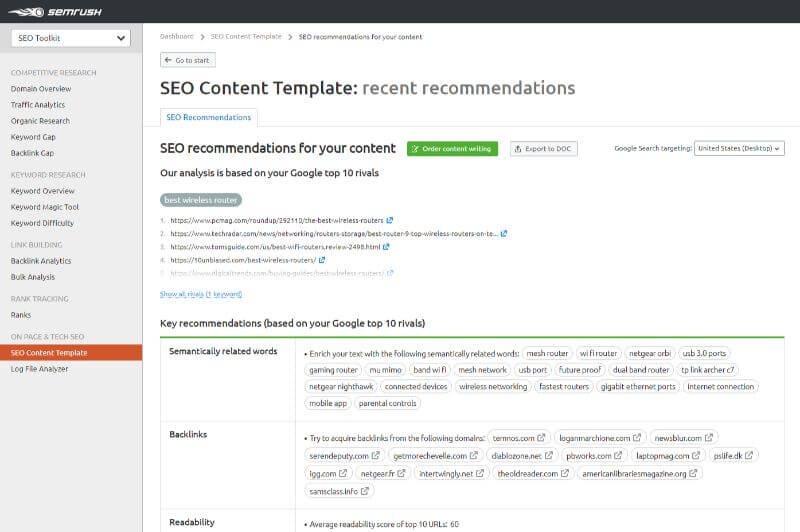 SEO Content Template SEMrush SEO Content Template