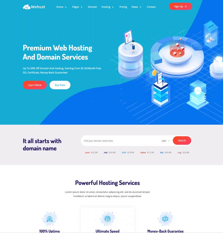 Wohust Hosting HTML Template