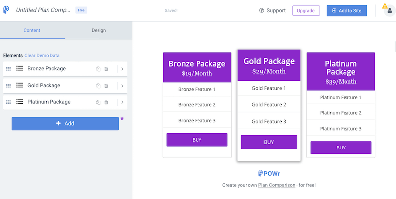 POWr Plan Comparison