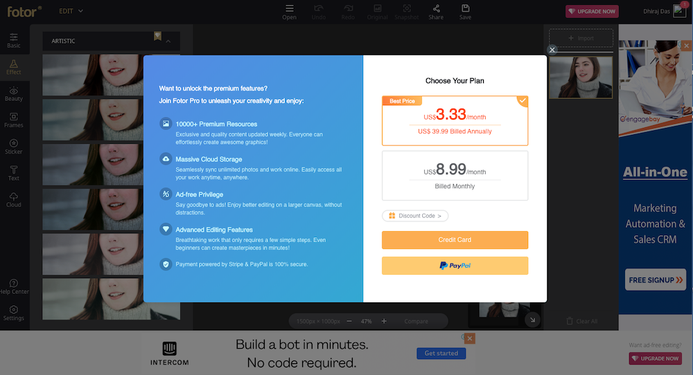 Pricing of Fotor