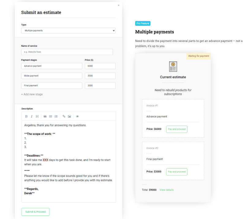 Multiple payments Multiple payments