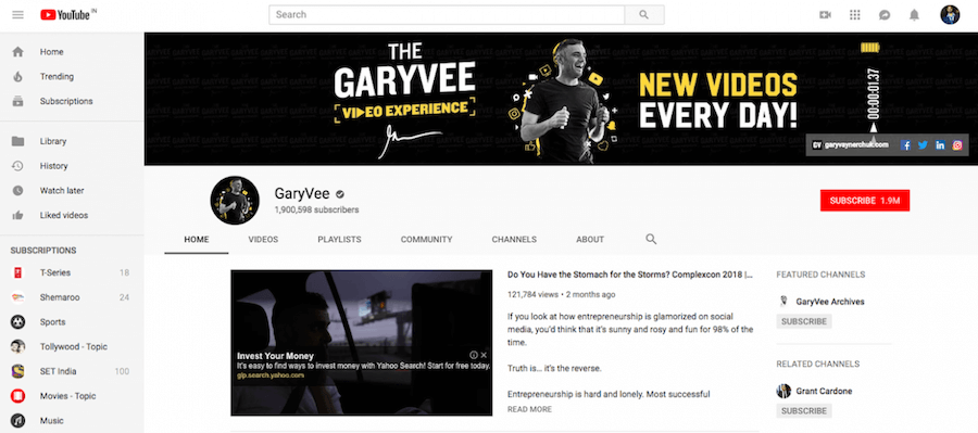 Gary Vaynerchuk YouTube Channel