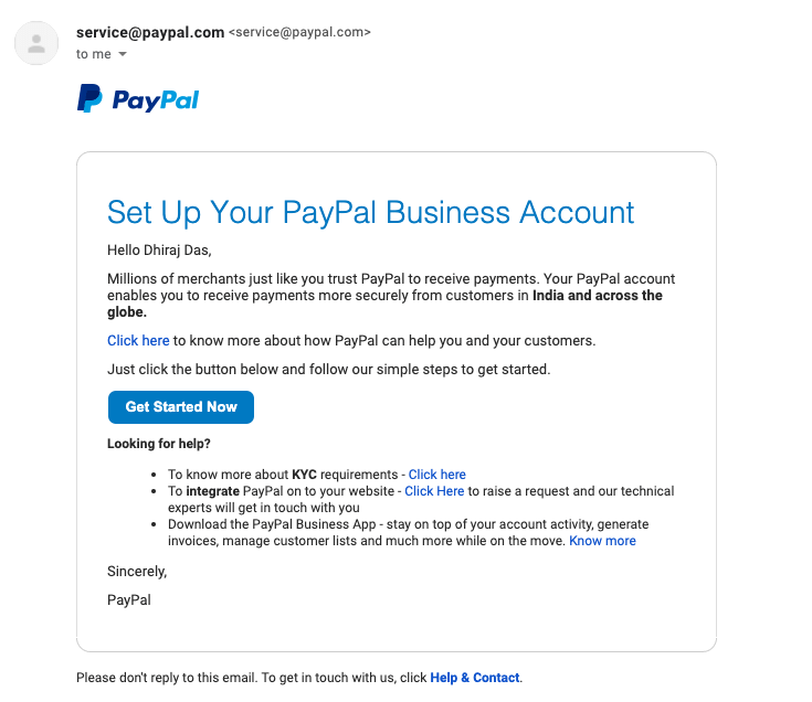 PayPal Confirmation