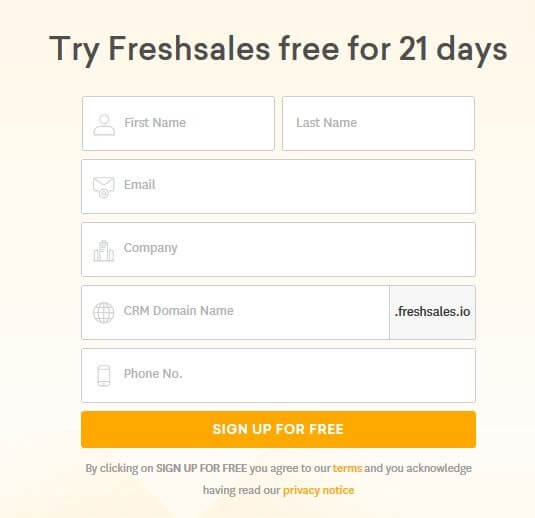 Signup for Freshsale CRM