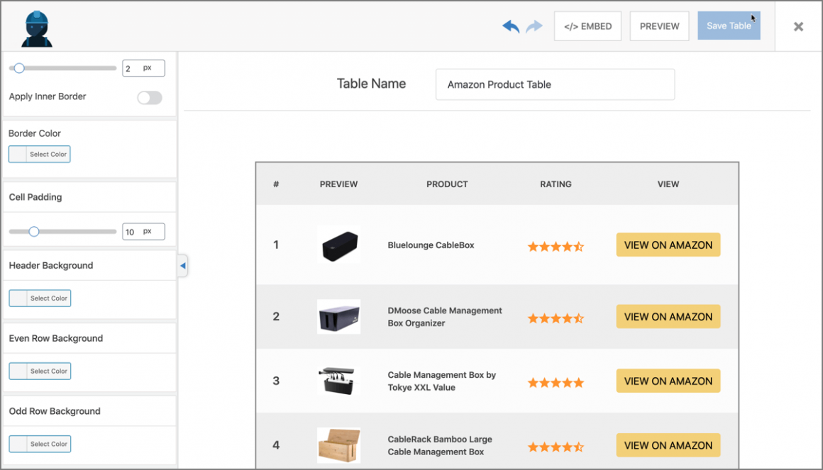 WP Table Builder