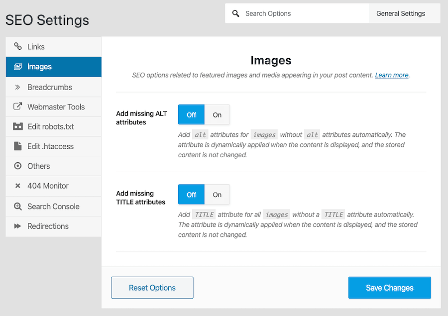 Image Settings for Rank Math